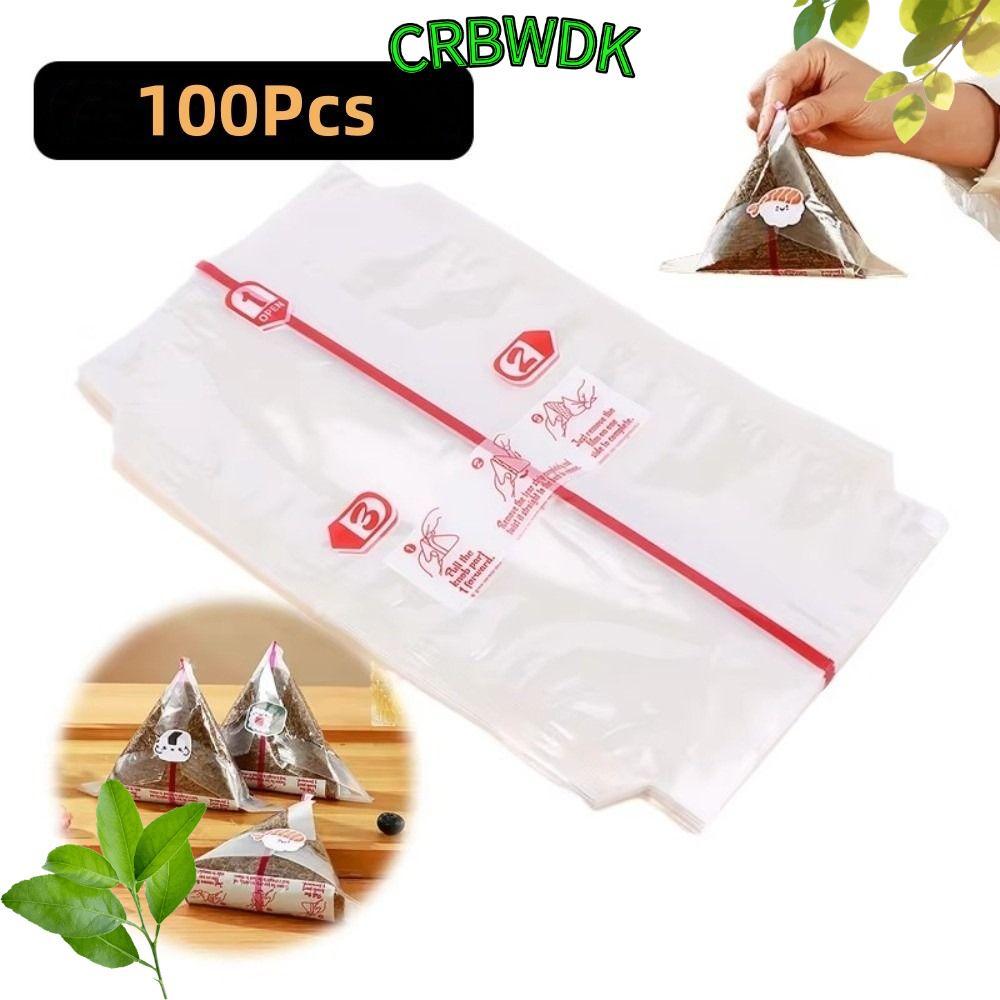 CRBDDK 100 Chiếc Túi Sushi Onigiri, Túi Đóng Gói Quả Bóng Cơm Tam Giác Dùng Một Lần PP, Nori Rong Bi