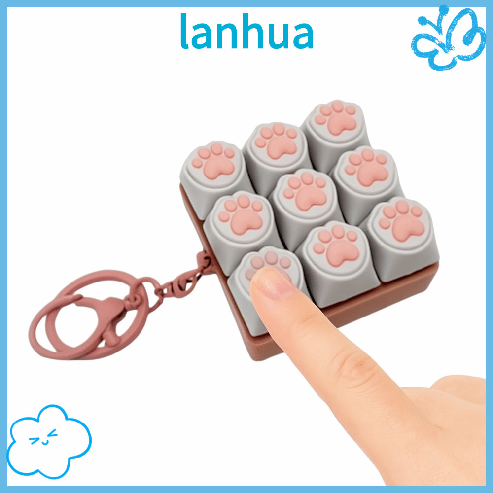 LANHUA Bàn Phím Clicker Đồ Chơi, Keycap DIY Bàn Phím Fidget Móc Khóa, Thư Giãn 9 Phím Nút Giảm Căng 