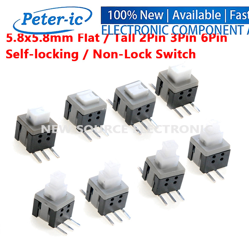 [10 cái] Công tắc tự khóa / không khóa 5,8x5,8mm 2Pin 3Pin 6Pin phẳng / cao SMD Push Tactile Power M