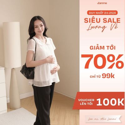 Áo Bầu Yuna Shirt Chất Vải Tơ Trơn Mềm Nhẹ Thoái Mái, Thiết Kế Cổ Sen Tay Cộc Tôn Dáng Che Bụng Gọn Gàng - L'amme