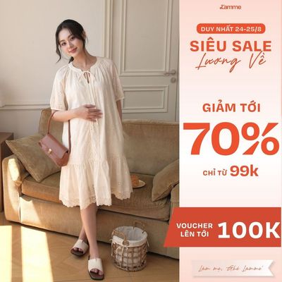 Váy bầu suông hè Flory Dress chất liệu thô boi thêu hoa cao cấp phối đuôi váy xếp li thiết kế-L'AMME