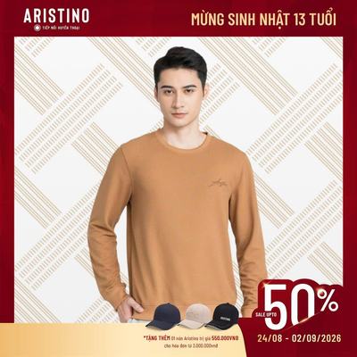 Áo Sweat shirt Aristino dài tay, bo gấu dáng regular fit, màu sắc nam tính, nhã nhặn - ASW001W3