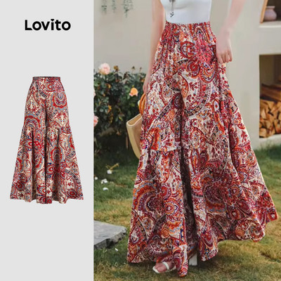 (NEW) Lovito Quần xuân phong cách bèo nếp nữ Resort lai xếp nghỉ tộc Kỳ hè dân L138ED061