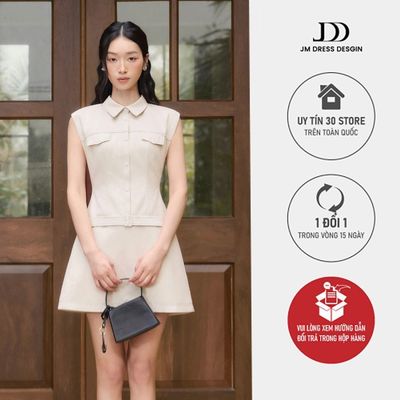 Đầm Xuân Hè Tay Chờm Cổ Đức 1S29.2604, Đầm Mini Dáng A Sát Nách Ôm Eo Phong Cách Tối Giản, Năng Động, Thanh Lịch By JM