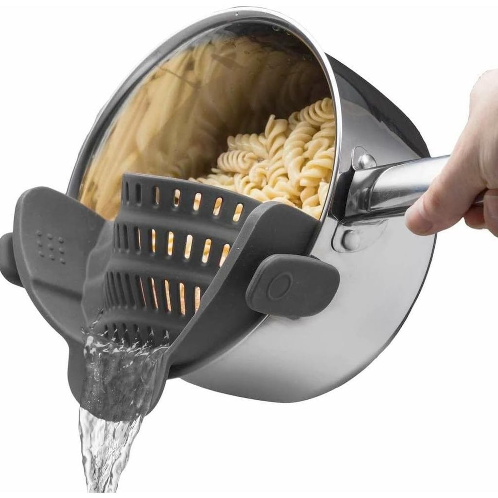 Kitchen Gizmo Snap N' Strain - Silicone Pasta Strainer Clip-On for Pots and Pans - Heat Resistant Co