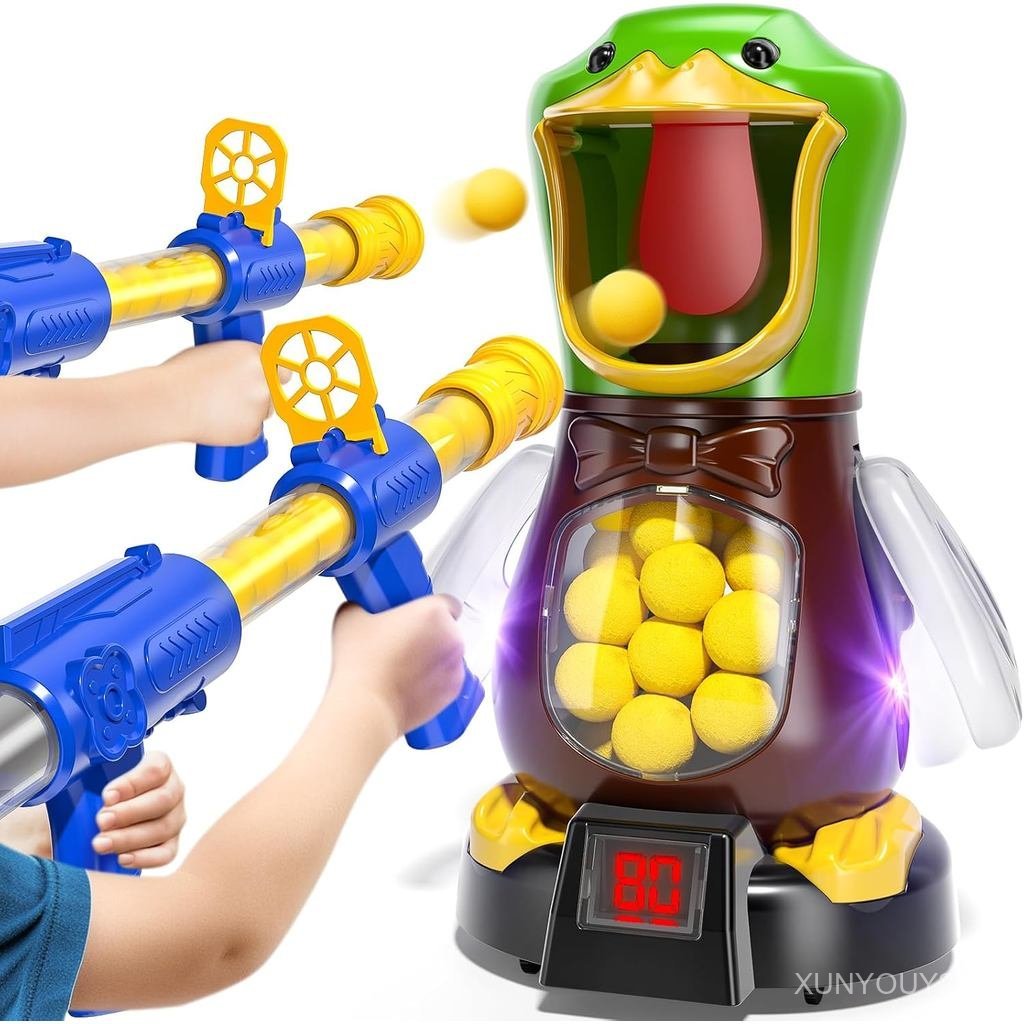 BABY HOME Duck Shooting Toys for Kids 3-5 Years, 2 Packs of Foam Shooting Toy with Movable Shooting 