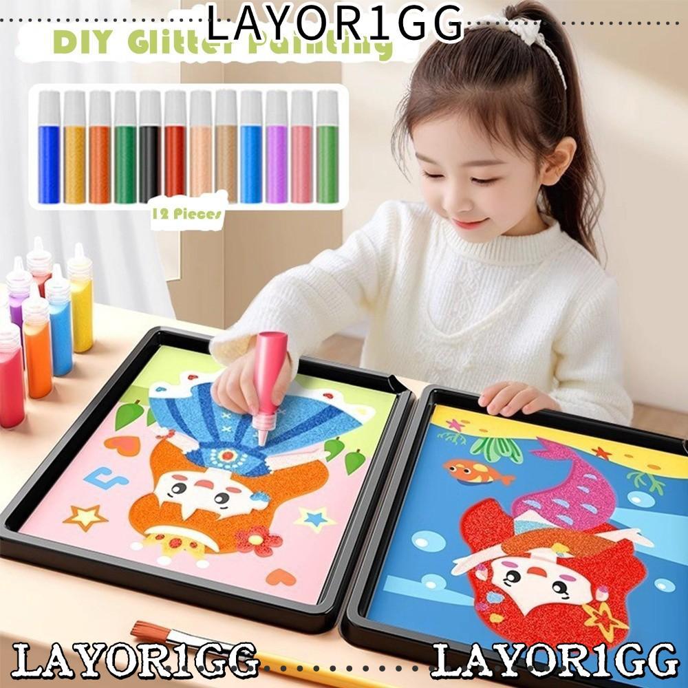 LAYOR1GG Cát Nghệ Thuật Hình Ảnh, DIY Giáo Dục Trẻ Em Bộ Vẽ Cát, Thủ Công Học Nghệ Thuật Hình Ảnh Tr