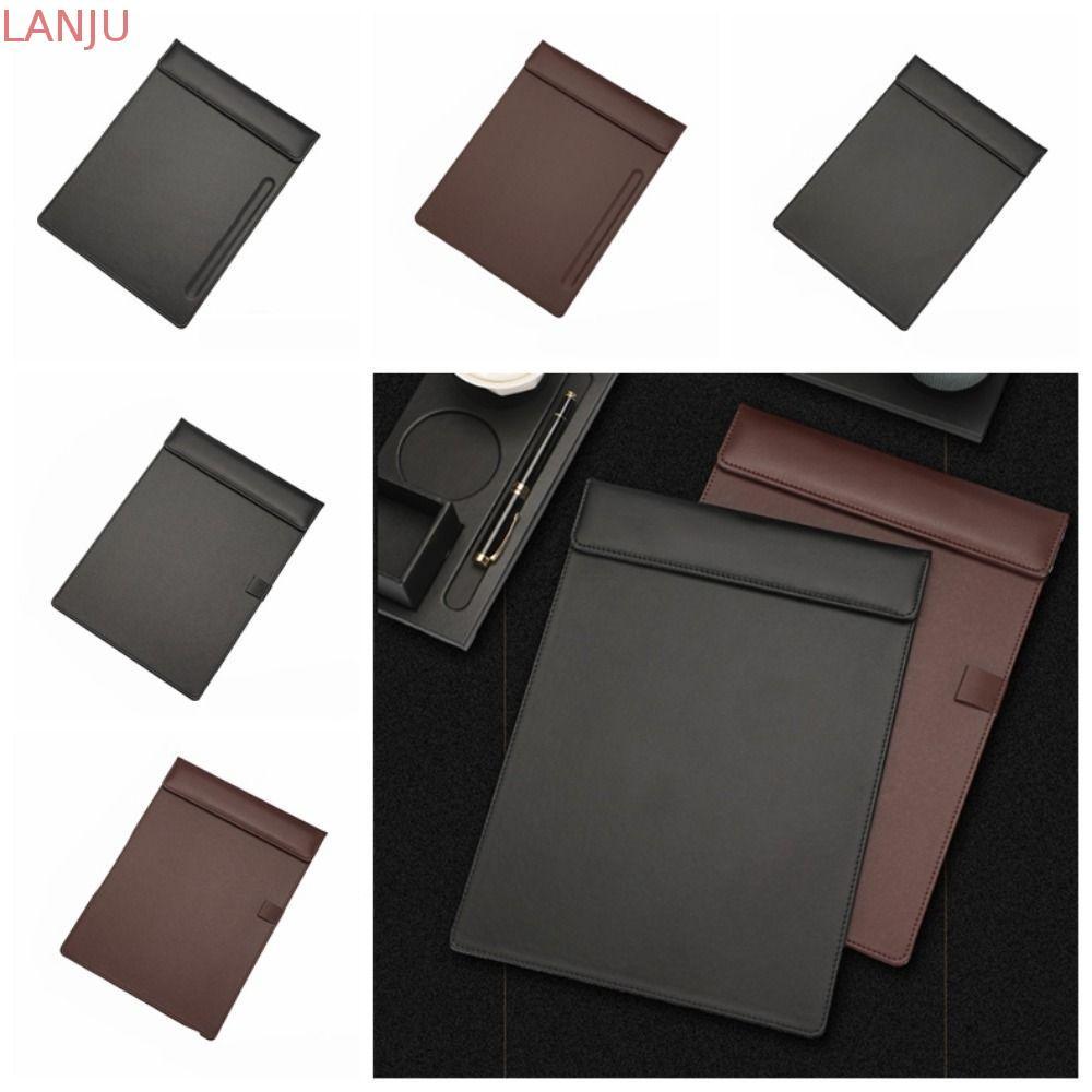 Thư mục giấy LANJU, Bảng viết từ tính bằng da PU, Kích thước chữ A4 Giá đỡ bút bền Thư mục kẹp thư m