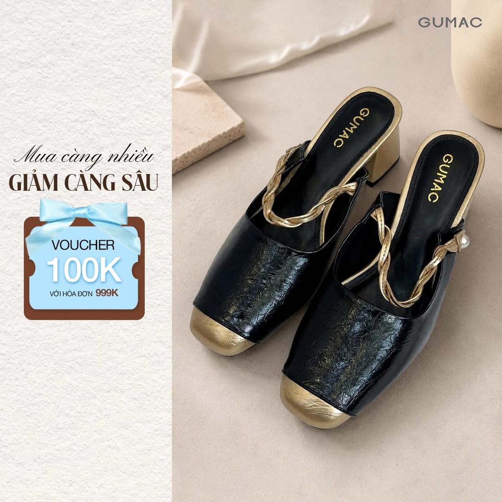 Giày Sục Nữ GUMAC Phối Kim Loại Sang Trọng Thanh Lịch GF11039