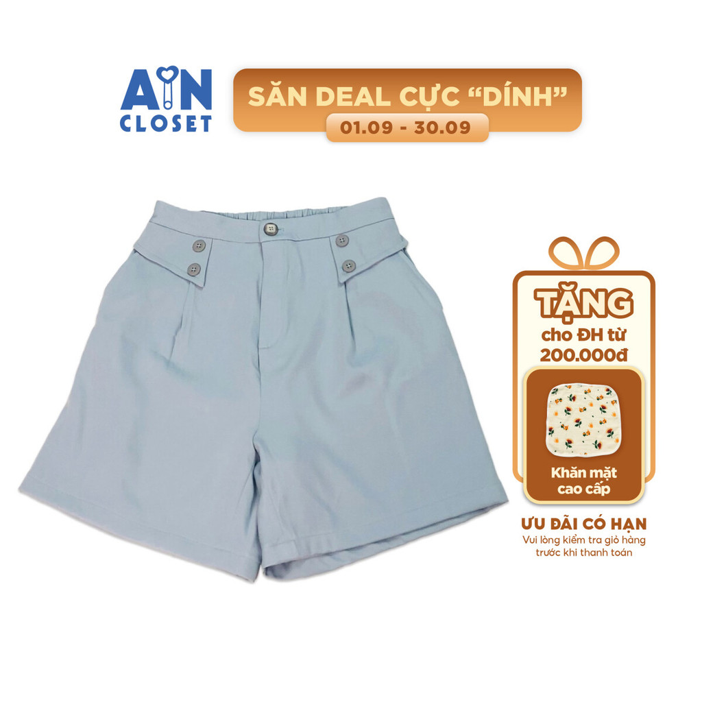 Quần đùi cho mẹ Xanh xi măng chéo Hàn - AICDMEJPWQEO - AIN Closet