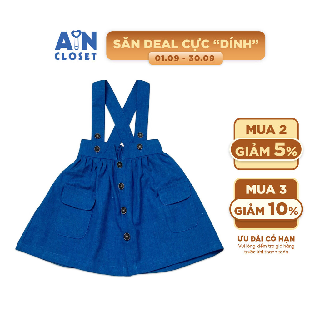 Váy yếm bé gái Xanh denim cotton - AICDBGTOMBE4 - AIN Closet
