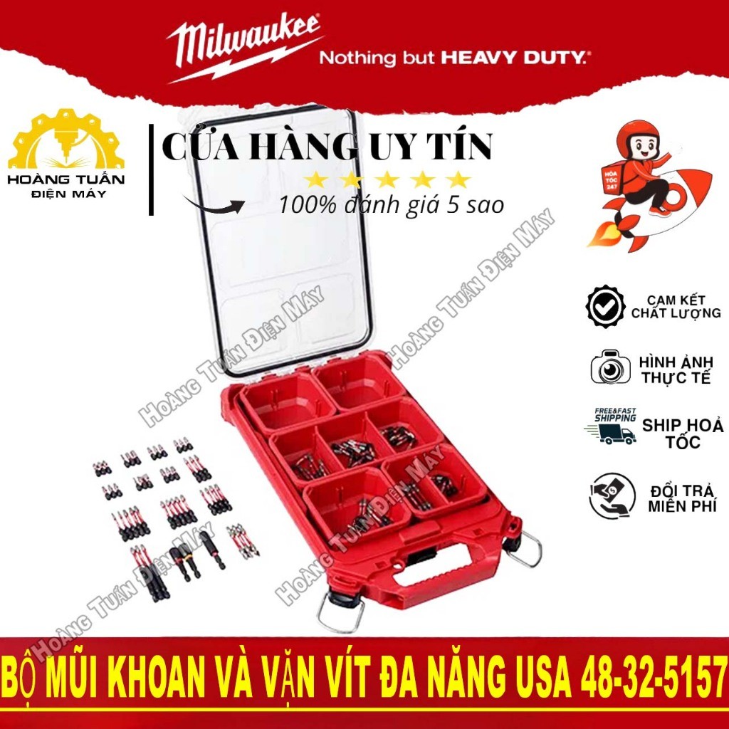 Bộ hộp Packout Và Vặn Vít Đa Năng Milwaukee Nhập Mỹ 48-32-5157- 8436 - Hoàng Tuấn Pewor Tools