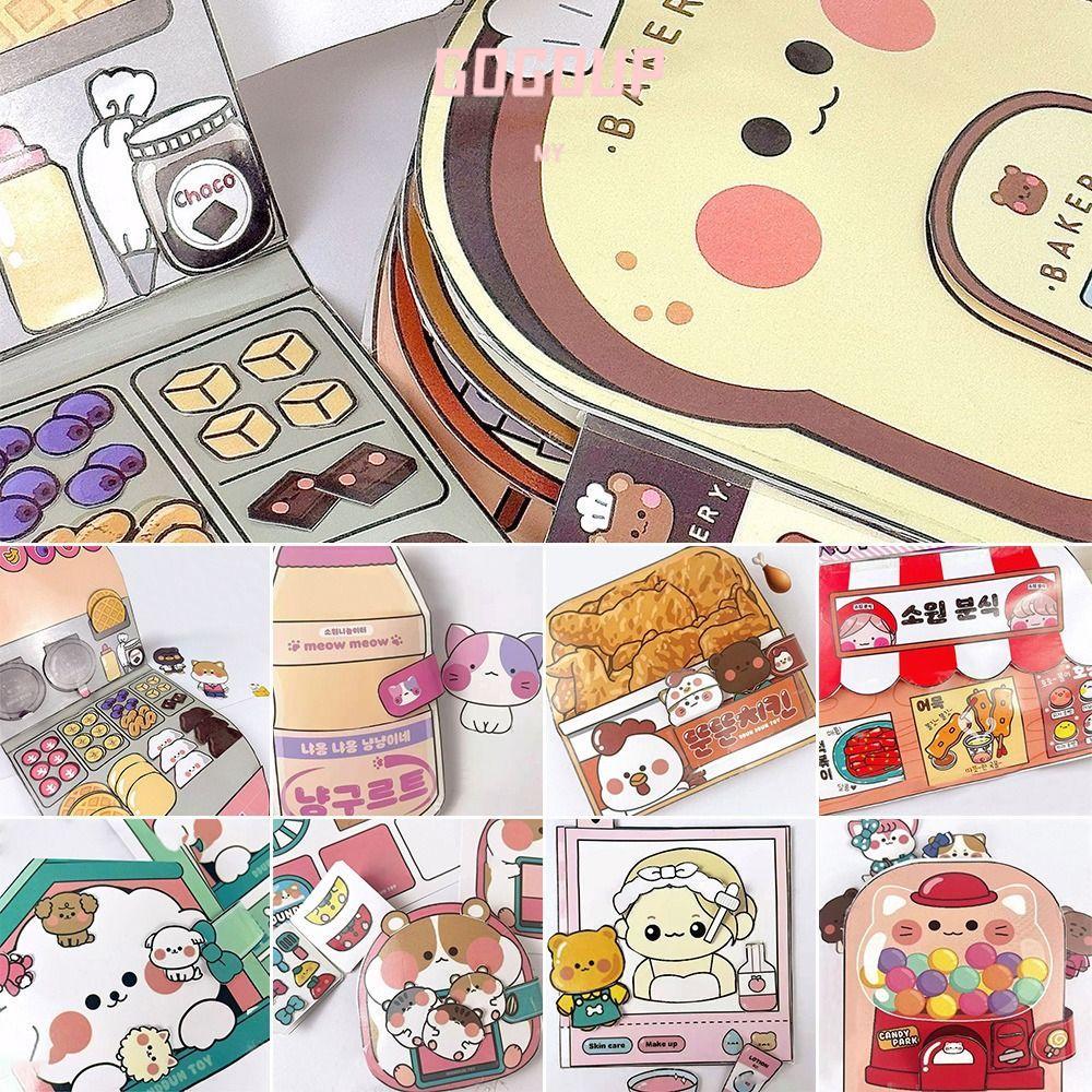 GOGUVO Waffle Quiet Book, Paper Fried Chicken Cartoon Busy Book, Dress-up Material Store Cửa hàng ti
