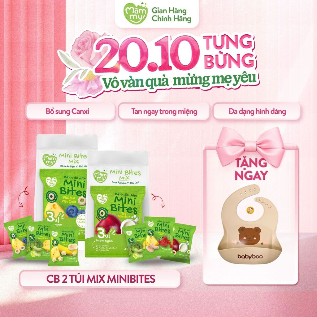 Bánh ăn dặm cho bé Mini Bites Mămmy mix vị, bổ sung canxi bé từ 6 tháng