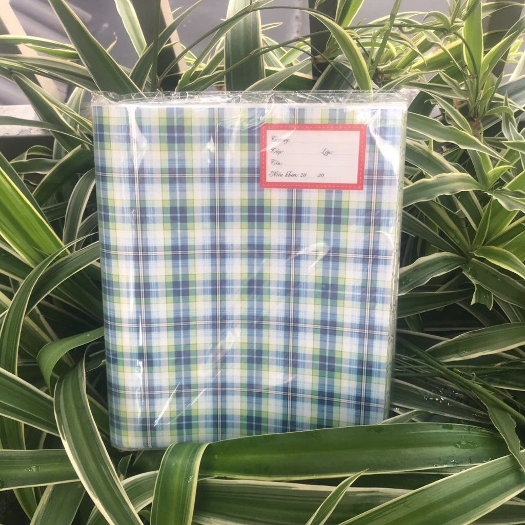 xấp 10 giấy bao tập,vở -bìa bao hình caro có giấy kiếng và nhãn(mẫu ngẫu nhiên) [MinhHien.BookStore]