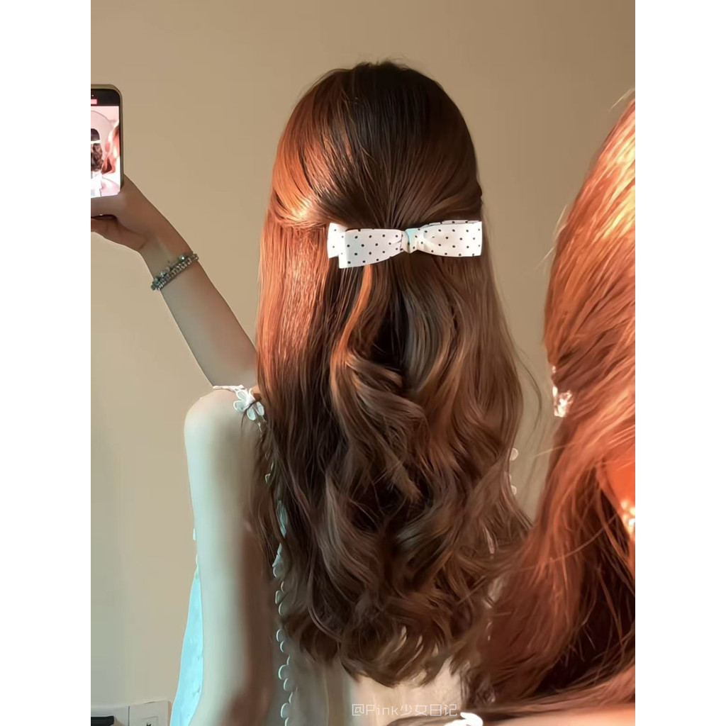 kẹp tóc càng cua kẹp tóc nơ tiểu thư Kẹp chuối nơ chấm bi đen trắng cổ điển ngọt ngào