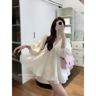 [Sẵn] Set Bộ Áo Cổ V Dáng Bbdol Mix Quần Sooc Ngắn Lannie, Set Áo Tay Dài Xoè Bồng Phối Quần Cộc -Asasino