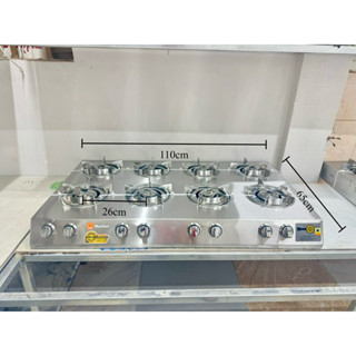  Bếp gas 8 lò mâm inox 304   tặng van dây áp thấp  308sj 