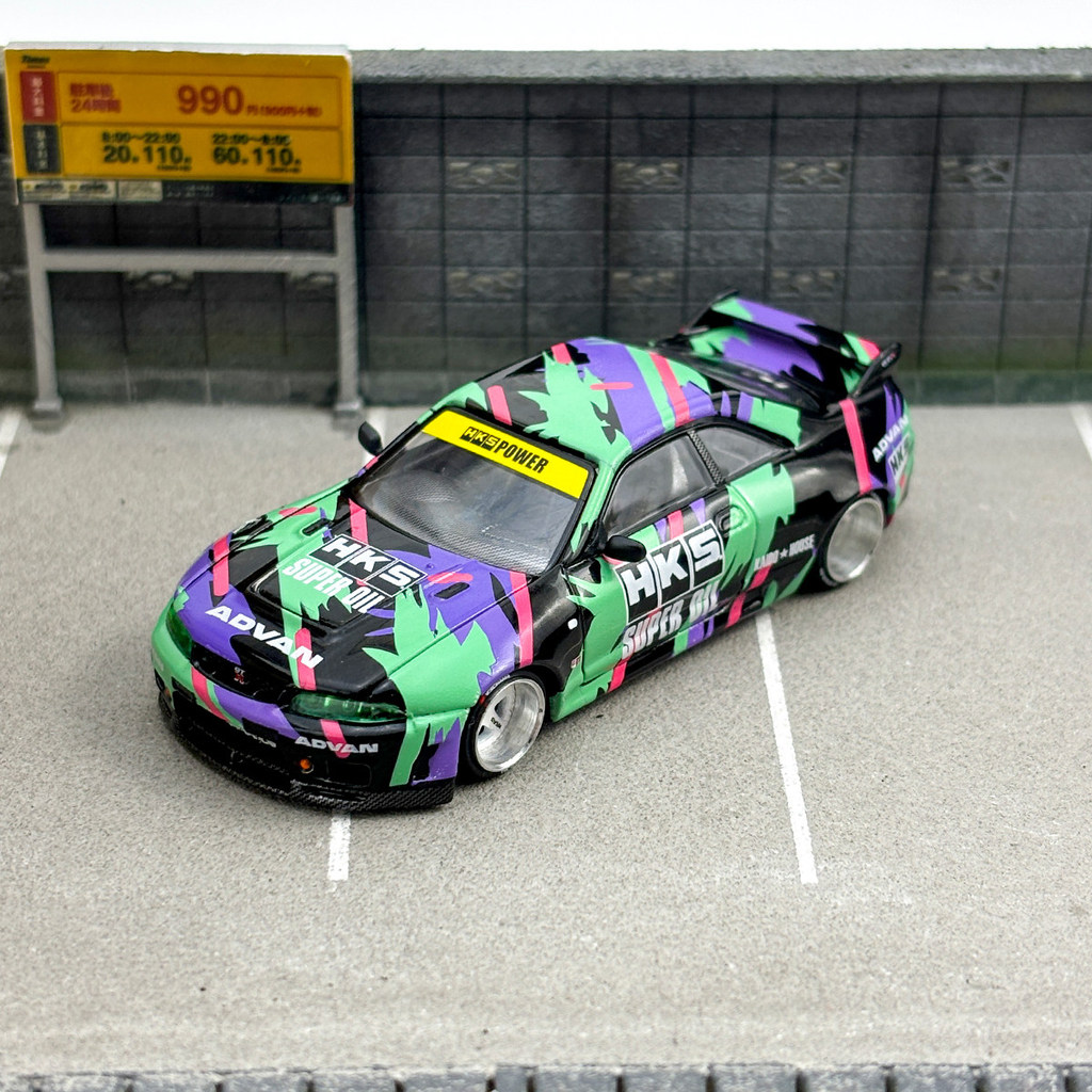 Kaido + MINIGT 1 / 64 Nissan GTR R33 HKS #129 Đồ chơi mô hình ô tô hợp kim Diecast Quà tặng sinh nhậ