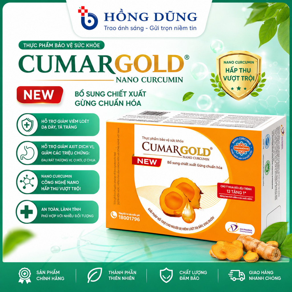[NSF1111 Giảm 111K] Cumargold New CVI PHARMA Hộp 30 Viên Uống Giảm Các Triệu Chứng Viêm Loét Dạ Dày 