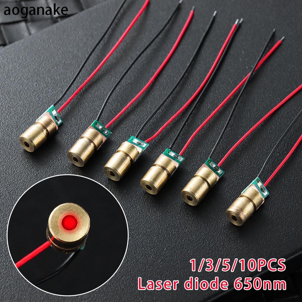AOGANAKE 1 / 3 / 5 / 10pc Điốt Laser Đầu Đồng Đỏ Tầm Nhìn 5 triệu watt Dot Diode Mô-đun