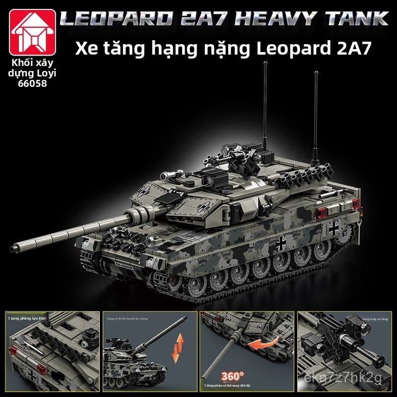 Bộ xếp hình lego xe tăng Leopard 2A7 Đức độ khó cao mô hình quân sự bọc thép lắp ráp đồ chơi trí tuệ