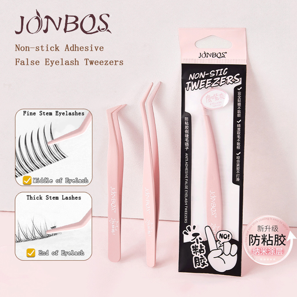 Nhíp lông mi giả chống dính JONBOS - Đầu tròn bằng thép không gỉ 430, Công cụ nối mi có độ chính xác