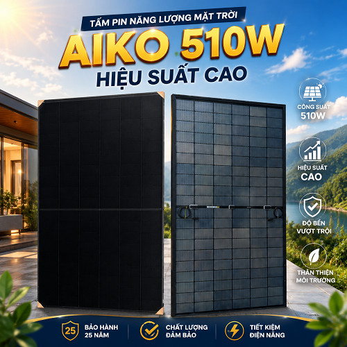 Tấm Pin năng lượng AIKO 510W Chính Hãng – Hàng loại A - Công Nghệ ABC N-Type | SOYER TECH Phân phối 