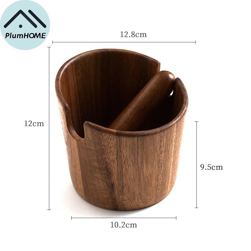 PlumHOME Kno The Slag Buet Coffee Grounds Kno Box Ground Coffee Container Gỗ nguyên khối Knoing Tank
