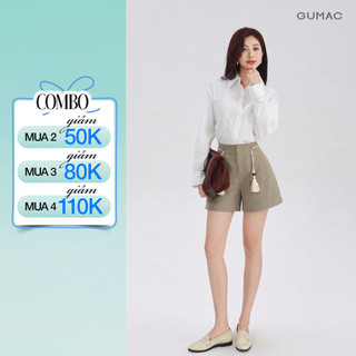 Quần Short Kaki Gmorning - GUMAC Form Suông Rộng Xếp Ly Thân Trước Túi Xéo Tiện Lợi Túi Giả Sau Tinh Tế YSHG06006