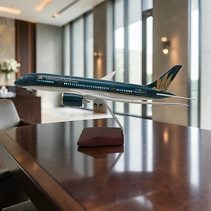 Mô Hình Máy Bay Việt Nam VNA Airbus A350 (47cm) – Có Đèn LED & Bánh Xe Chuyển Động