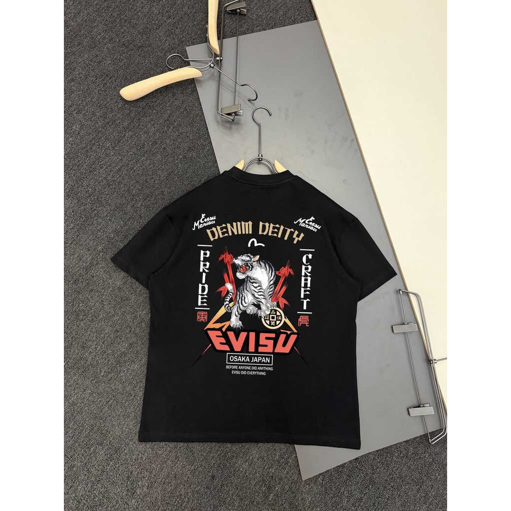 Áo thun Evisu / Áo thun Evisu in hình ngắn tay nam nữ Áo thun công sở Áo thun ngắn tay hàng đầu đơn 