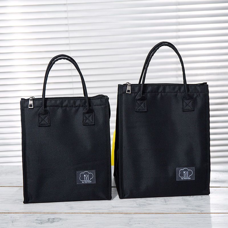 Black Insulated Lunch Bag Large Capacity Portable Thermal Bento bag Outdoor Outdoor Picnic Tote Leak