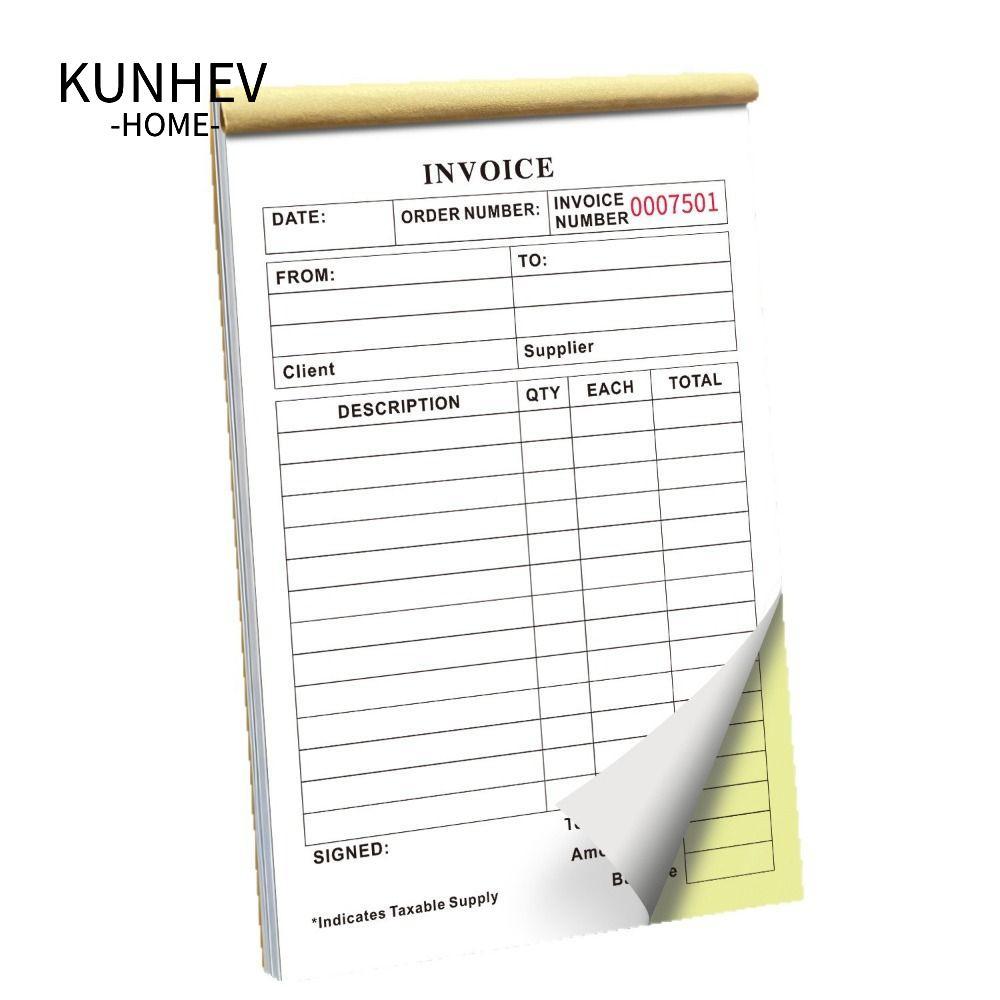 KUNHEV Duplicate Invoice Book, Signature Line Tear- Invoice Receipt Book, Portable Nhẹ Top-Bound 2-P