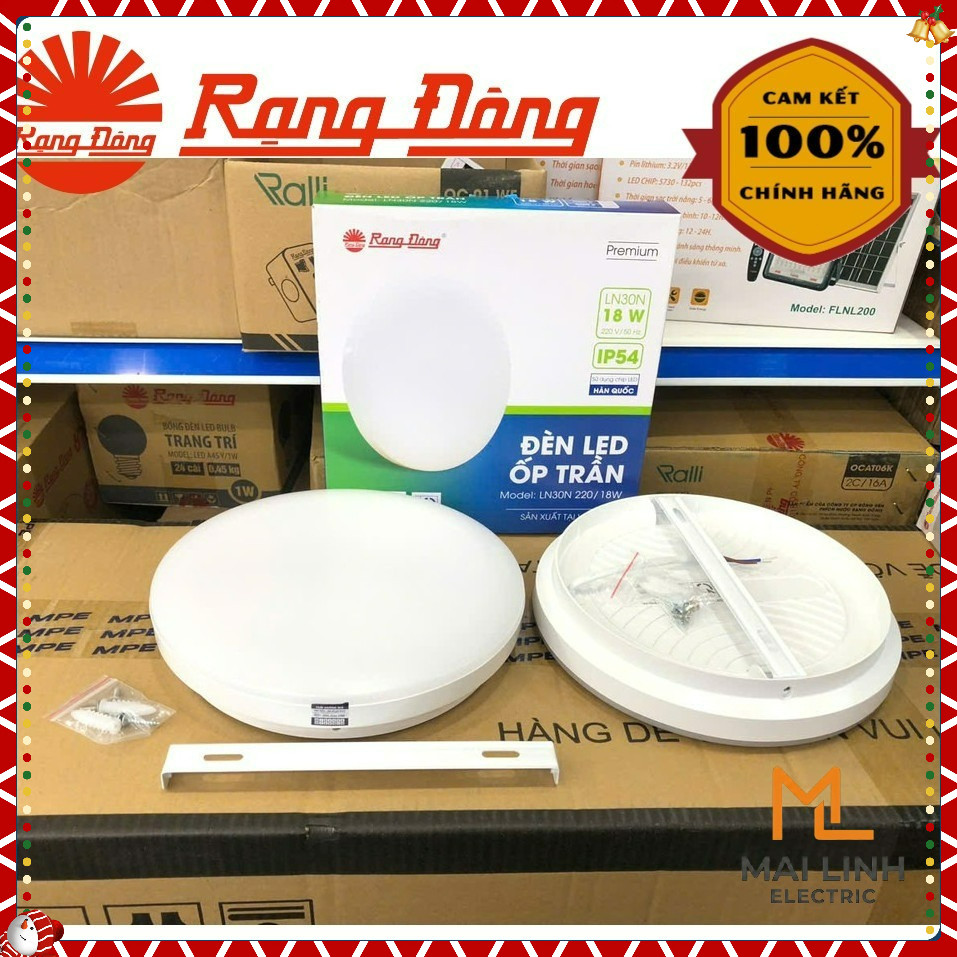 Đèn Led ốp nổi (Tròn) bo tràn viền 18W Rạng Đông - Đường kính 220mm - Ánh sáng trắng - Mẫu mới decor