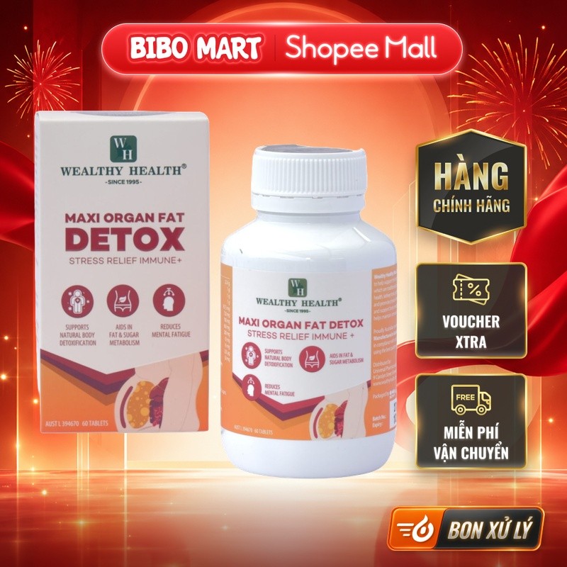 TPBVSK Maxi Organ Fat Detox Stress Relief Immune+ 60 Viên Hỗ Trợ Giảm Mỡ Máu - Bibo Mart