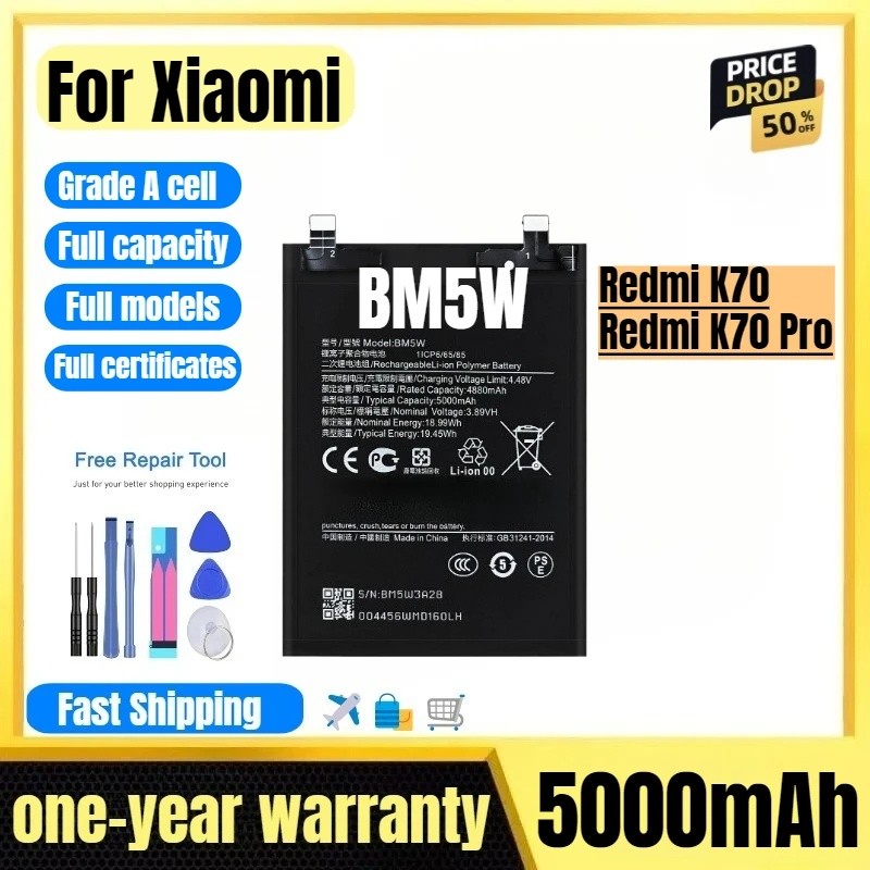 BM5W cho Xiaomi Redmi K70 / Redmi K70 Pro Pin Điện Thoại Chất Lượng Cao Thay Thế Dung Tích Cao Bater