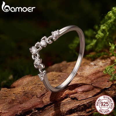 Bamoer Bạc 925 Moissanite Nhẫn Iris Trang Sức Cưới Quà Tặng Cho Nữ Có Giấy Chứng Nhận