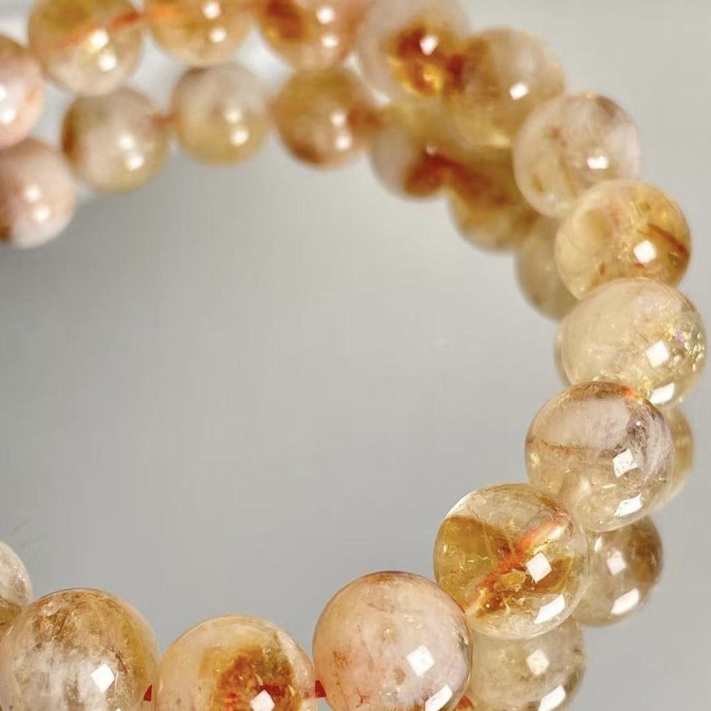 Tự Nhiên Citrine Citrine Citrine Vòng Tay May Mắn Chuyển Hạt Nam Nữ Vòng Tay Phụ Kiện Cổ Tay Quà Tặn