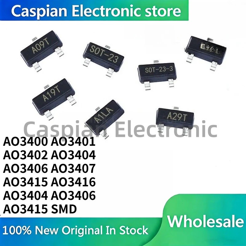 5 CÁI AO3400 AO3401 AO3402 AO3404 AO3406 AO3407 AO3415 AO3416 AO3404 AO3406 AO3415 SMD Mosfet Transi