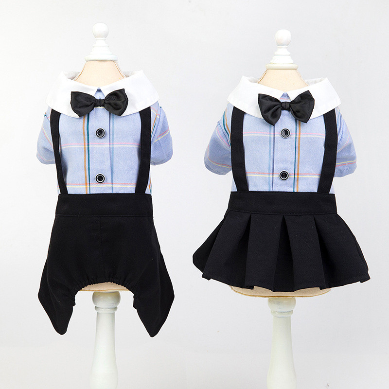 Trang Phục Thú Cưng Quần Áo Chó Cặp Đôi Mặc Đồ Học Sinh Teddy Bichon Pomeranian Chó Thú Cưng Bichon 