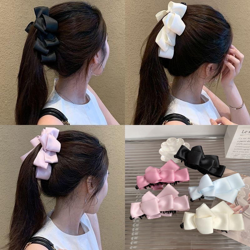 Satin Nơ Chuối Kẹp Nữ Đuôi Ngựa Kẹp Tóc Phong Cách Hàn Quốc Thanh Lịch  Phụ Kiện Tóc