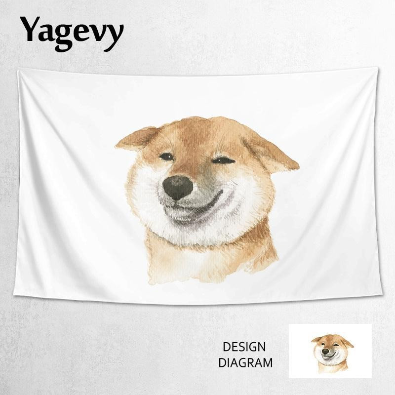 Áp phích trang trí đầu giường Akita Inu và Shiba Inu độc đáo dễ thương. Vải nền, Vải treo, Vải treo 