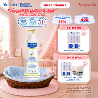 Gel tắm cho trẻ sơ sinh & em bé da khô nourishing cleansing gel with cold cream mustela 300ml