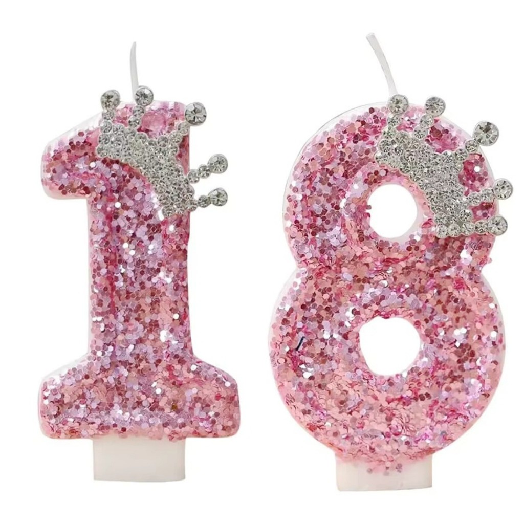 Bánh nướng cao cấp Pink Plus Crown 0-9 Số Trang trí bánh nến sinh nhật