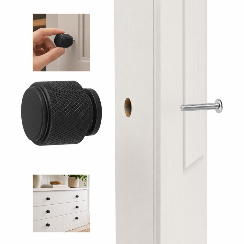 GROUP Tủ quần áo và tủ thay thế tay cầm núm 0 98 trong nội thất bằng nhôm màu đen mờ Lắp với Crossha