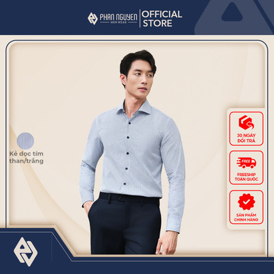 Áo sơ mi kẻ nam Elegant Phan Nguyễn, chất liệu 100% cotton, mềm mát, form regular fit SMD.1499