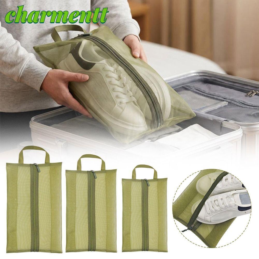 Túi đựng giày CHARMENTT, Hộp đựng giày du lịch lưới trong suốt chống bụi, có tay cầm có dây kéo Túi đựng giày thể thao nhẹ