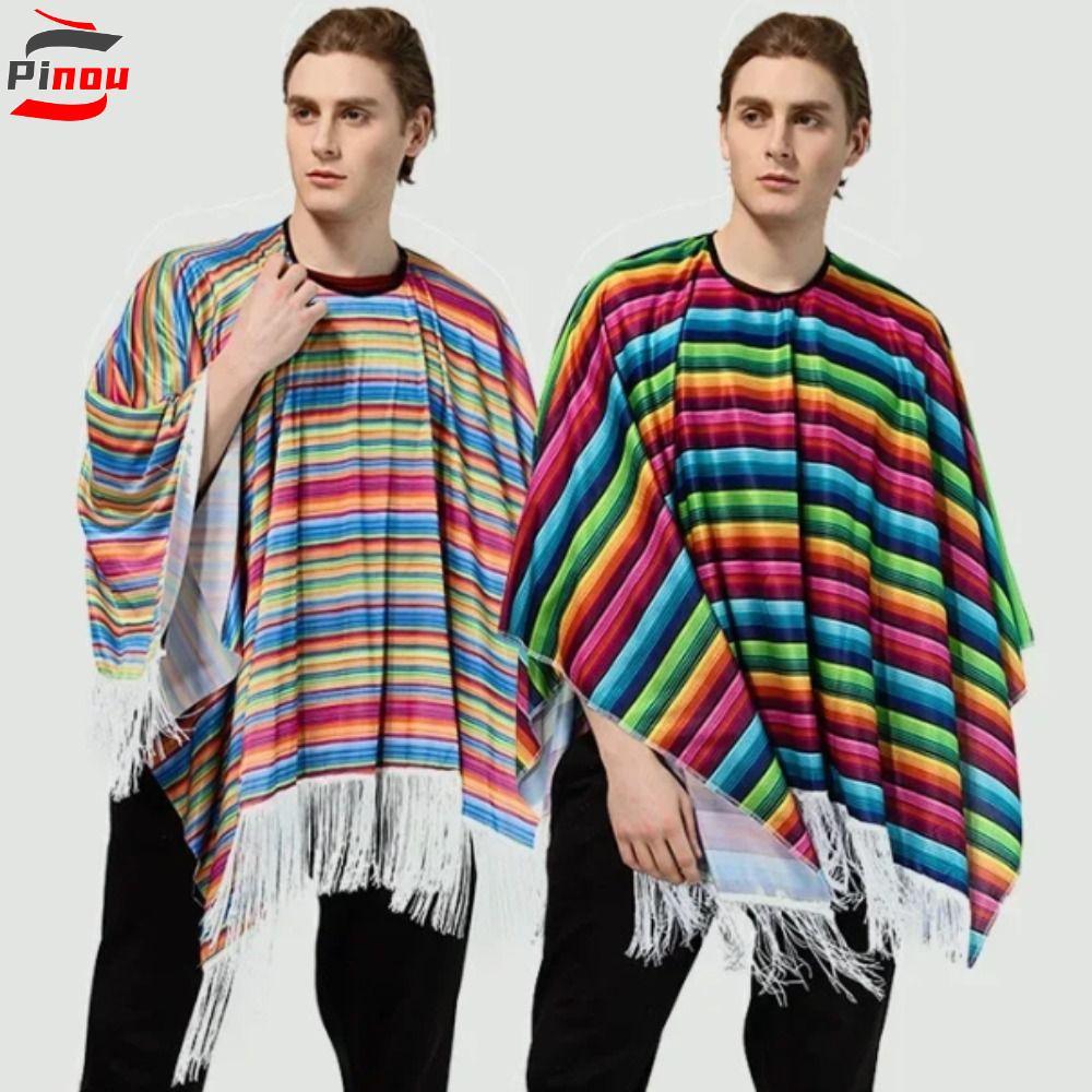 POOU Trang Phục Mexico, Sọc Cầu Vồng Cosplay Phong Cách Mexico Áo Choàng, Lễ Hội Dân Tộc Áo Khoác Tr