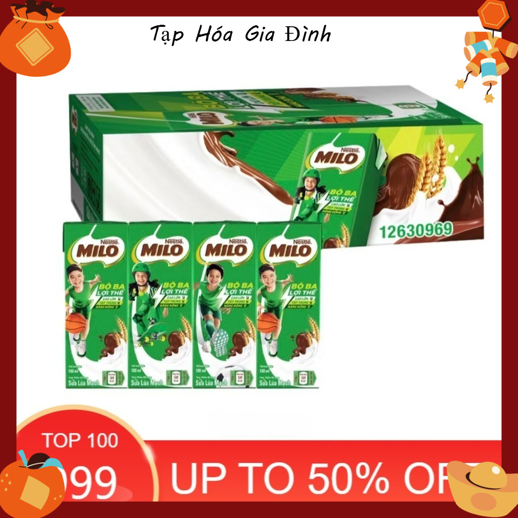 Thùng 48 Hộp Sữa Milo180ml  - Thức Uống Lúa Mạch Nestlé Milo-Tạp Hóa Gia Đình